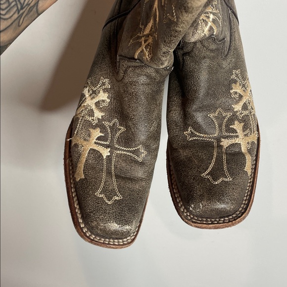 Circle G by Corral | Women’s Beige Side Cross Embroidered Square Toe Boots 6.5 - Picture 3 of 8